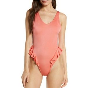 Something Navy Coral Sharon One-Piece Swim Bathing Suit M